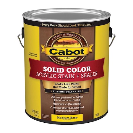 Cabot Cabot Solid Color Acrylic Stain & Sealer Solid Tintable Medium Base Acrylic Deck Stain 1 gal 140.0001808.007